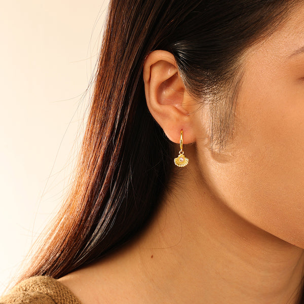 FE2829 925 Sterling Silver Shell Pearl Dangle Earrings