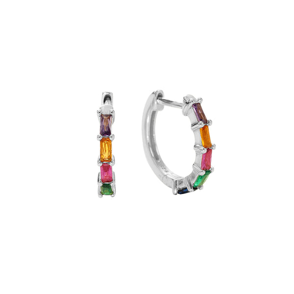 FE2846 925 Sterling Silver Pave Diamond CZ Hoop Earrings