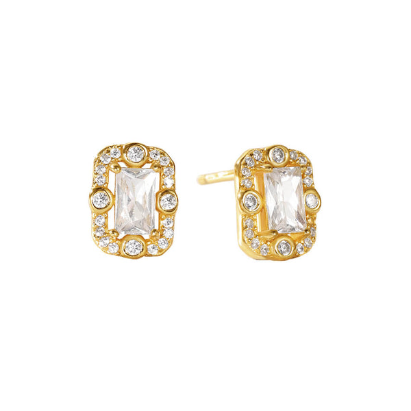 VFE0192 Geometry Rectangle Cubic Zirconia Stud Earrings