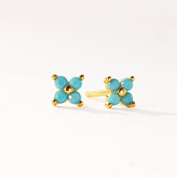 FE3483 Mini Sparkle Flower Rainbow CZ Stud Earring