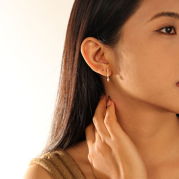 VFE0044 Marquise CZ Vertical Strips Stud Earrings