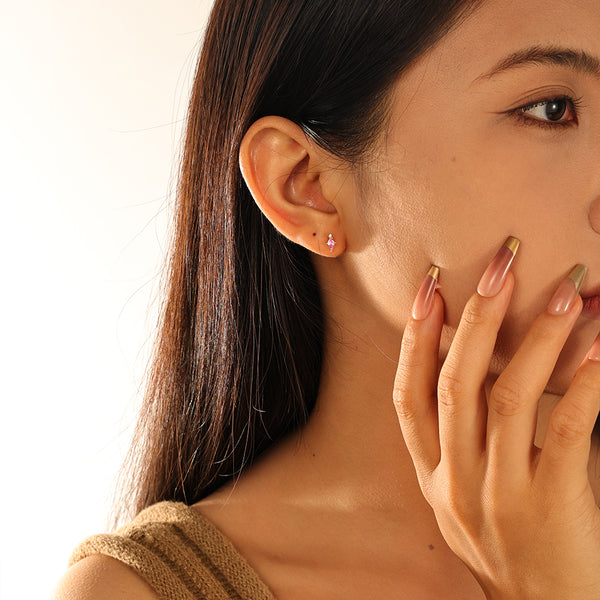 VFE0043 Minimalist Geometry CZ Stud Earrings