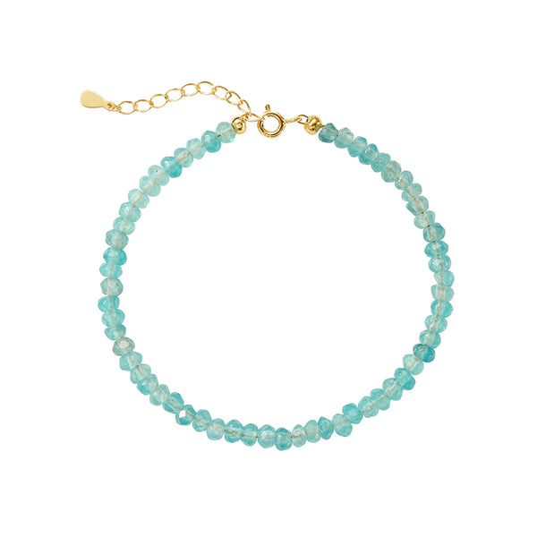 PB0129 925 Sterling Silver Ligh Bule Jade Beaded Bracelets