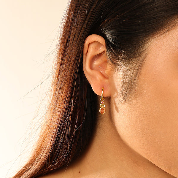 FE2892 925 Sterling Silver Asymmetrical Colorful CZ Hoop Earrings