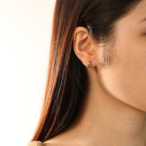 FE2789 925 Sterling Silver Enamel Star Hoop Earring