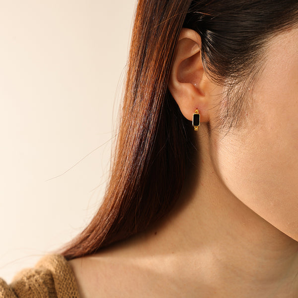 FE2772 925 Sterling Silver Enamel Hoop Earring