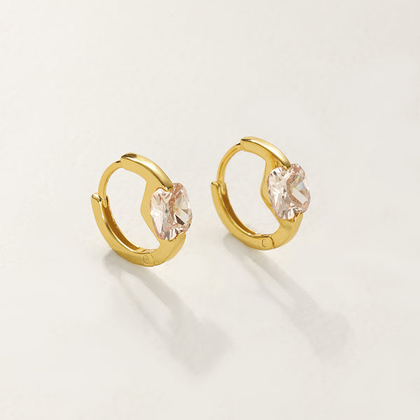 FE2743 925 Sterling Silver Square Colorful Zirconia Hoop Earring