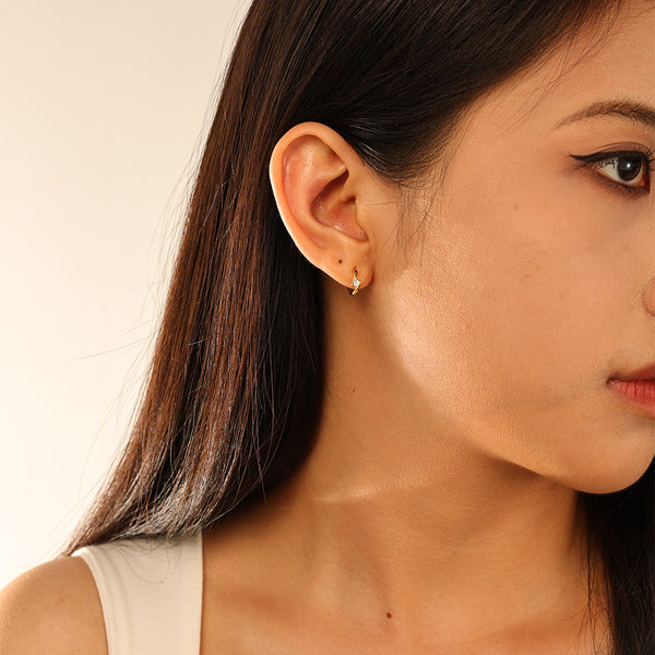 FE2951 925 Sterling Silver Zircon Lightning Statement Hoop Earrings