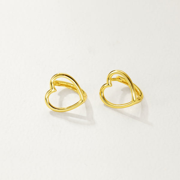 FE2901 925 Sterling Silver Hollow Heart Hoop Earrings