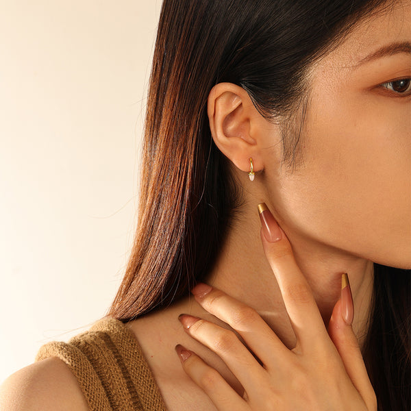 FE2879 925 Sterling Silver Riveting Hoop Earrings