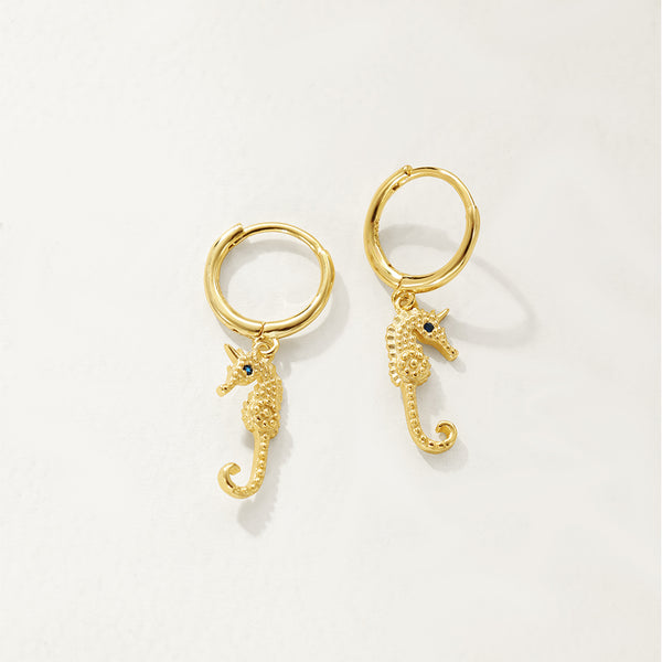 FE2817 925 Sterling Silver Seahorse Dangle Earrings