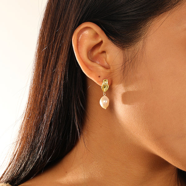 FE2710 925 Sterling Silver Pearl Stud Dangle Earring