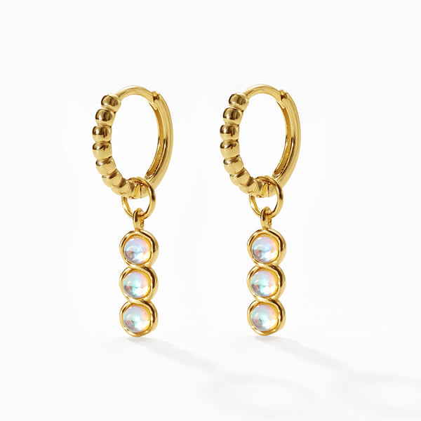 VFD0099 Triple Round Moonstone Earring Pendant