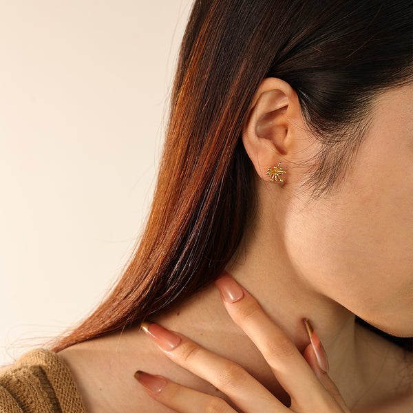 FE2908 925 Sterling Silver Starburst Stud Earrings