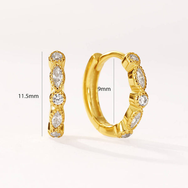 FE3476 Dainty Cubic Zirconia Huggie Hoop Earrings