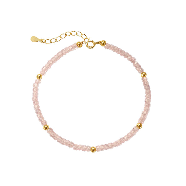 PB0110 925 Sterling Silver Pink Zirconia Chram Beaded Bracelets