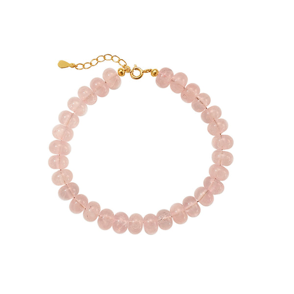 PB0151 925 Sterling Silver Pink Crystal Beads Bracelet