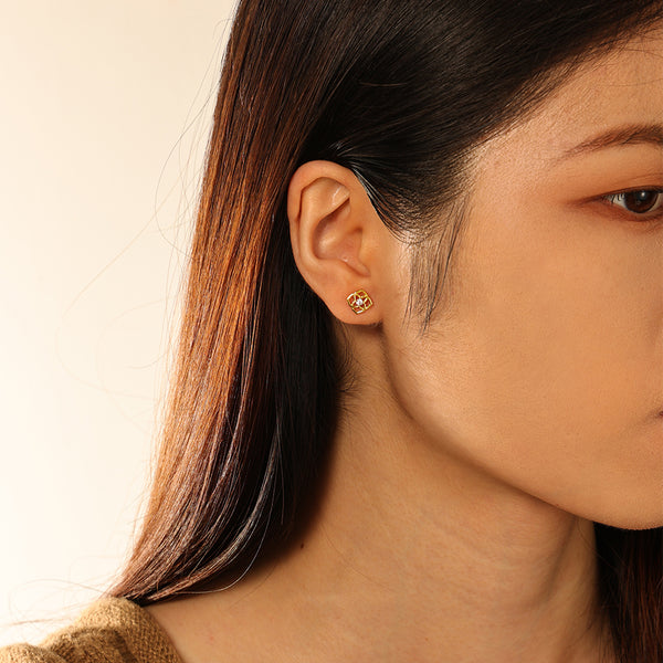 FE2868 925 Sterling Silver CZ Flower Stud Earrings