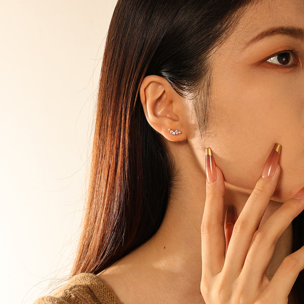 FE2883 925 Sterling Silver Pave Crystal Stud Earrings