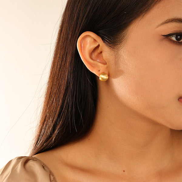 FE2939 925 Sterling Silver Spherical Brushed Frosted Earrings