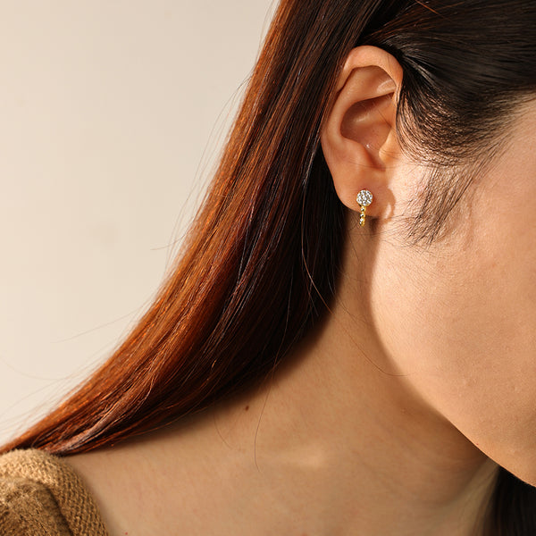 FE2777 925 Sterling Silver Simple CZ Hoop Earring