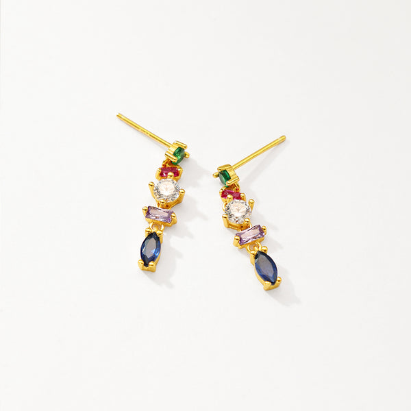 FE2747 925 Sterling Silver Mixed Colorful Tassel Earrings