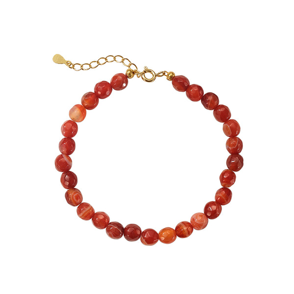 PB0113 Red Agate Charm Beaded Bracelets