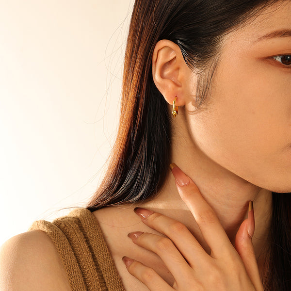 FE2890 925 Sterling Silver Simple Geometric Hoop Earrings