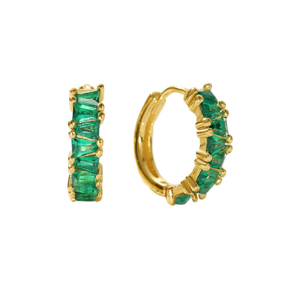 VFE0209 Geometric Trapezoid Colored Zirconia Hoop Earrings