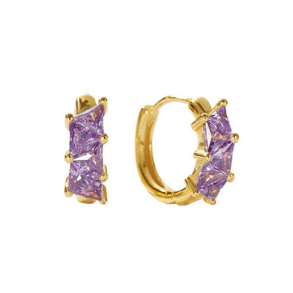 VFE0212 Geometric Triangle Colored Zirconia Hoop Earrings