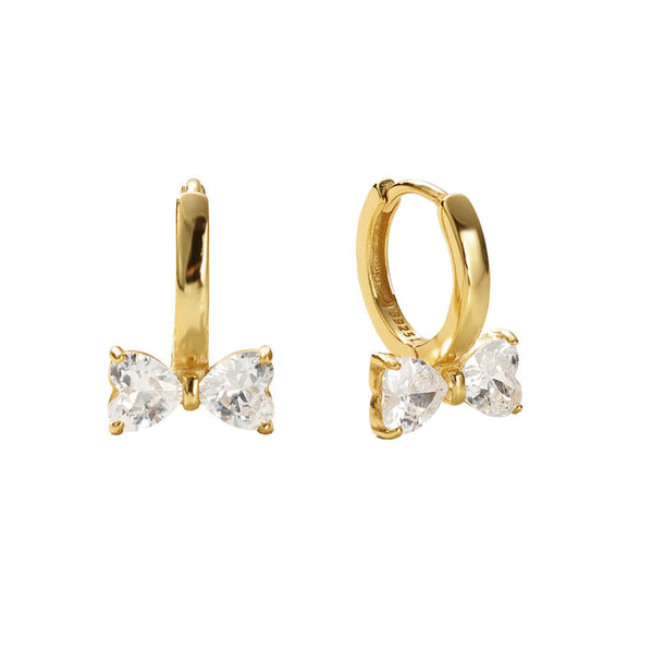 FE2769 Heart CZ Butterfly Bow Hoop Earrings