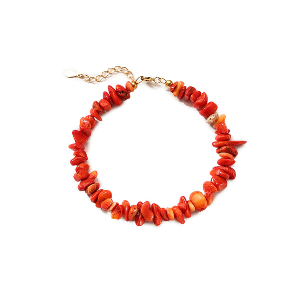 PB0089 925 Sterling Silver Red Stone Chip Bracelet