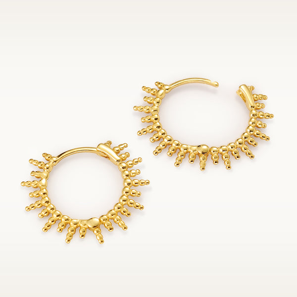 FE2091 925 Sterling Silver Sunburst Hoop Earrings