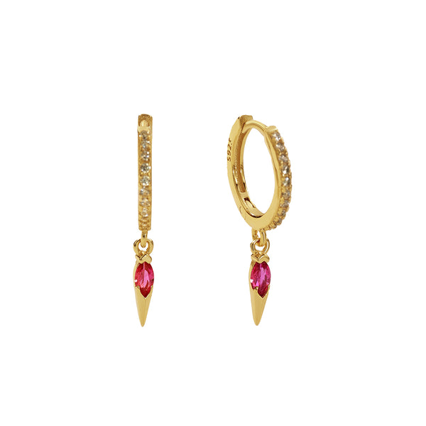 FE2742 925 Sterling Silver CZ Embellished Cone Dangle Hoop Earrings