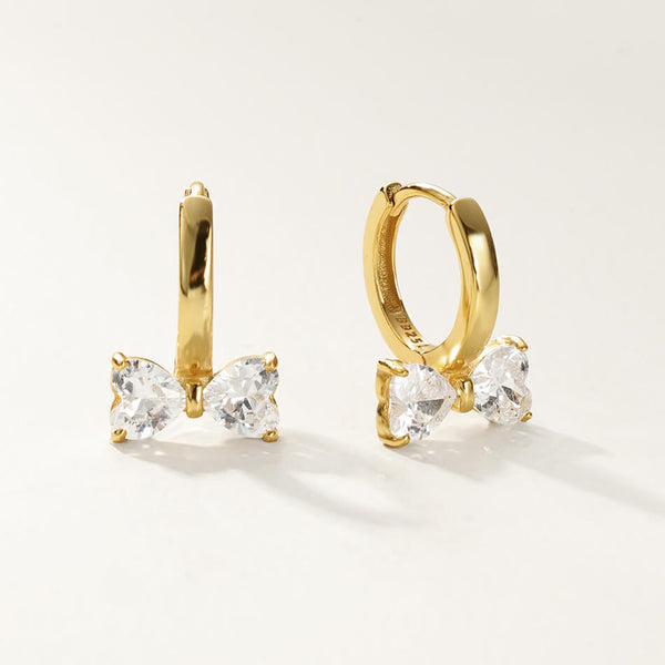 FE2769 Heart CZ Butterfly Bow Hoop Earrings