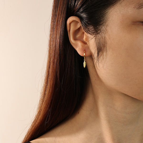 FE2101 925 Sterling Silver Custom Classical Feather Drop Hoop Earrings