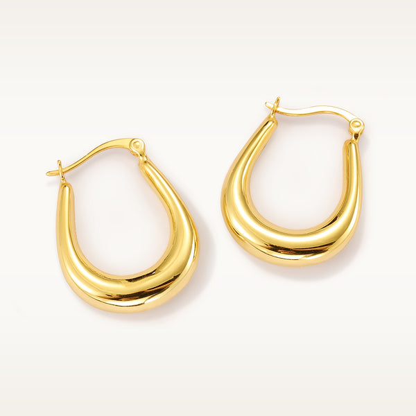 FE2077 925 Sterling Silver U Shape Chunky Hoop Earrings