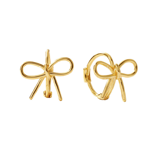 FE3507 Dainty Butterfly Bow Hoop Earrings
