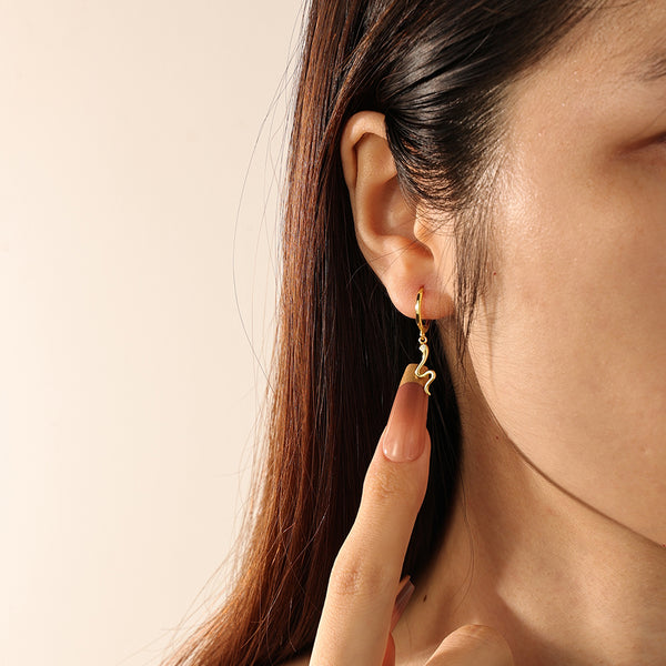 FE2242 925 Sterling Silver Snake Dangle Earrings