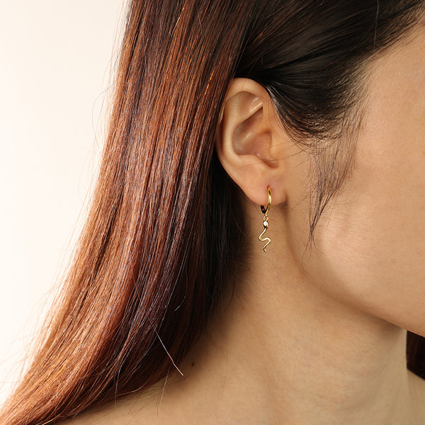 FE2242 925 Sterling Silver Snake Dangle Earrings