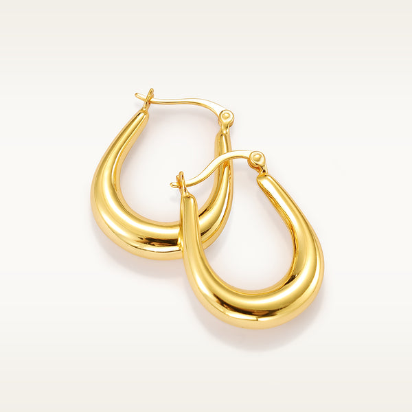 FE2077 925 Sterling Silver U Shape Chunky Hoop Earrings