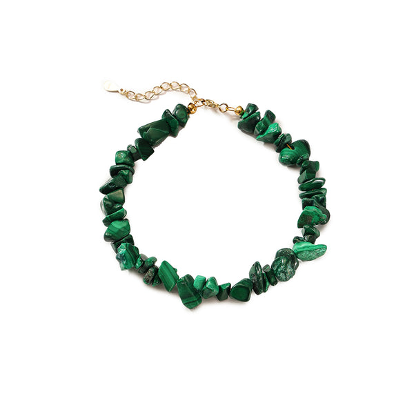 PB0088 925 Sterling Silver Malachite Chip Bracelet