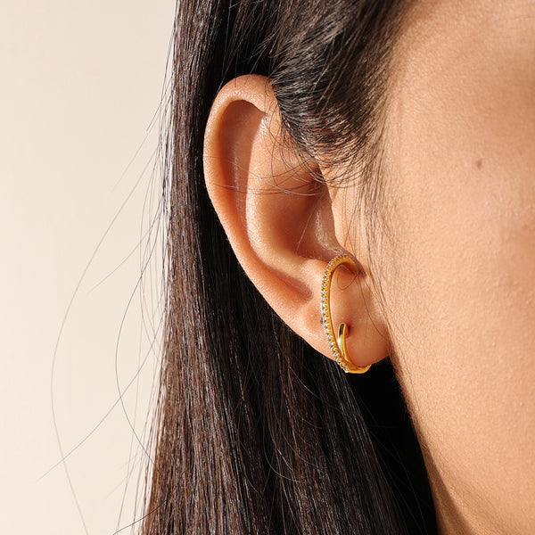 FE2229 925 Sterling Silver Number 6 Arched Hoop Earrings