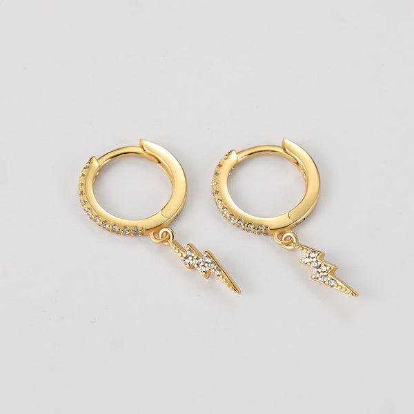 FE2150 925 Sterling Silver Full Cubic Zirconia Lightning Dangle Earrings