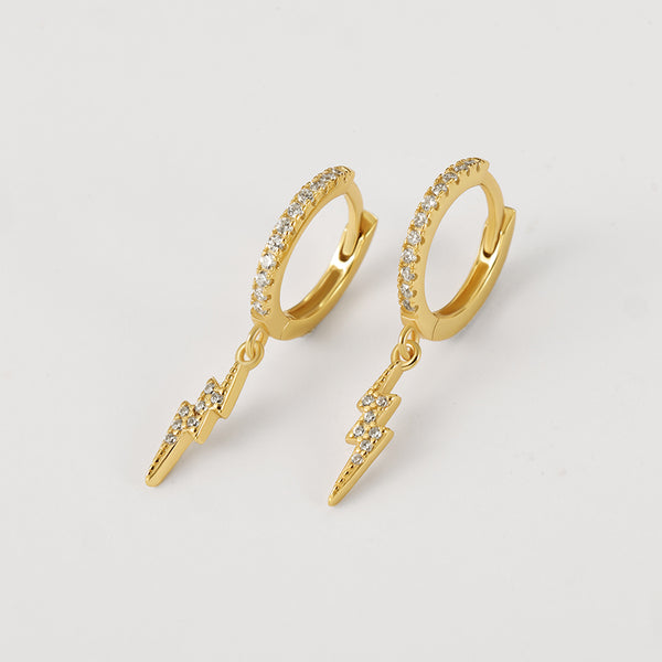 FE2150 925 Sterling Silver Full Cubic Zirconia Lightning Dangle Earrings