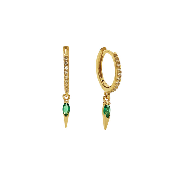 FE2742 925 Sterling Silver CZ Embellished Cone Dangle Hoop Earrings