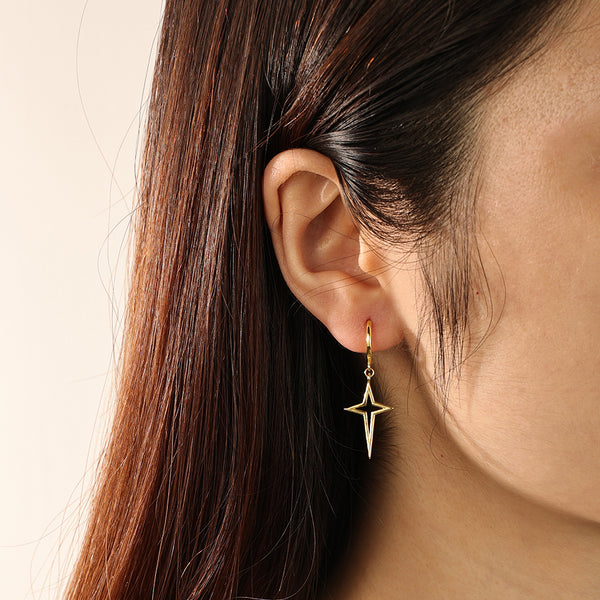 FE2119 925 Sterling Silver Corss Women Dangle Hoop Earrings