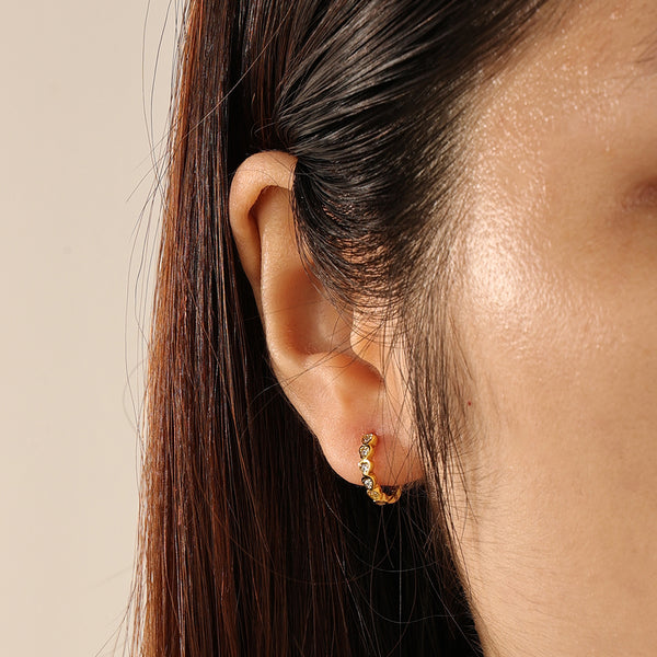 FE2097 925 Sterling Silver Quality CZ Heart Hoop Earrings