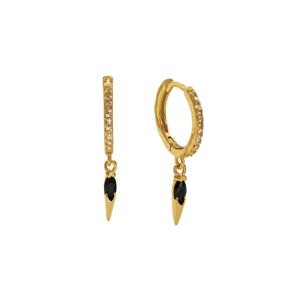 FE2742 925 Sterling Silver CZ Embellished Cone Dangle Hoop Earrings