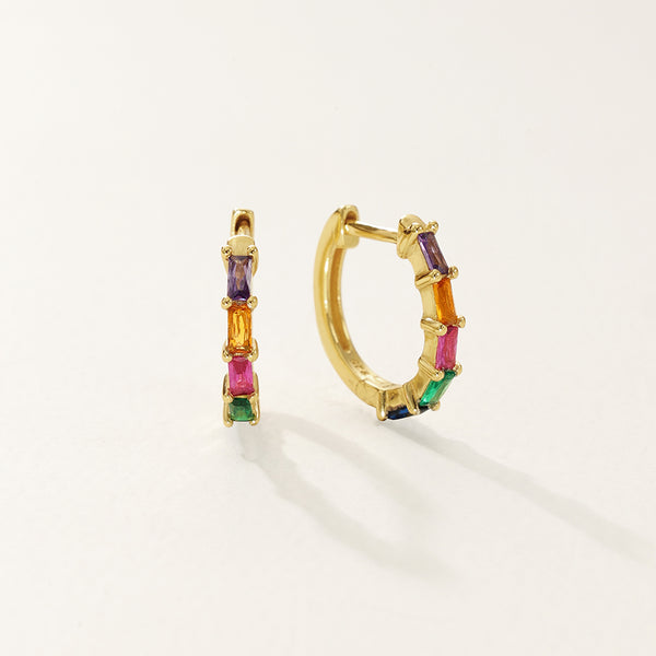 FE2846 925 Sterling Silver Pave Diamond CZ Hoop Earrings